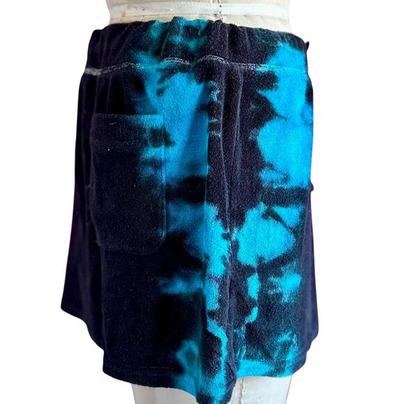Womens Skirt Size Medium Blue Tie Dye Terry Cloth Beachwear Resort Wear Vacation - Picture 2 of 8